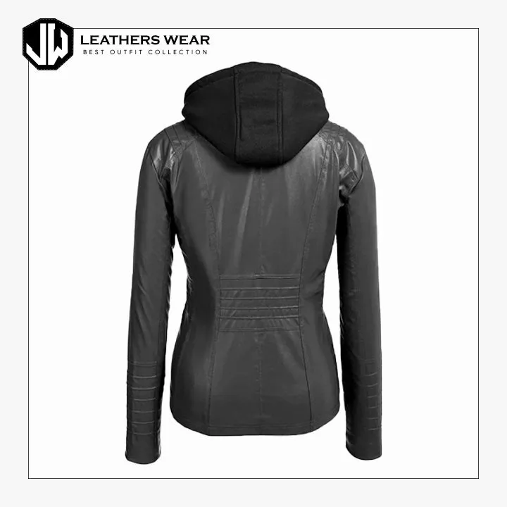 Black Womens Leather Bomber Jacket