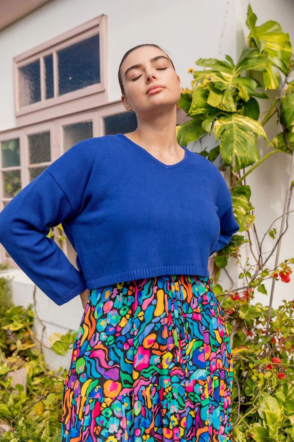 Blakely Crop Knit In Cobalt