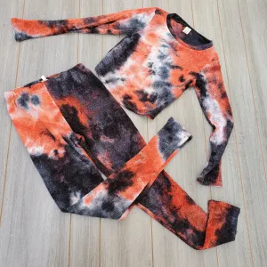 Blk orange tie dye crop top