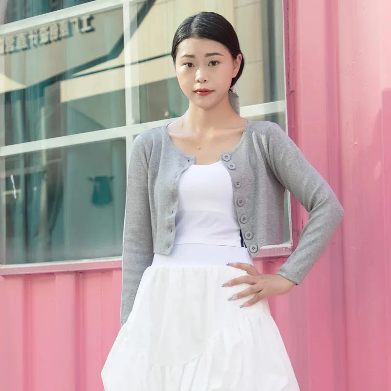 Blouses Cardigan Female Knitted Ladies Sweaters Cropped Clothing Crochet Top Korean Fashion Style Black Outerwear