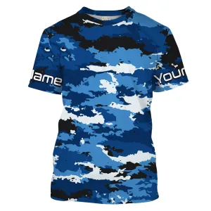 Blue camo Custom UV performance Fishing Shirts, camouflage Fishing apparel IPHW1580