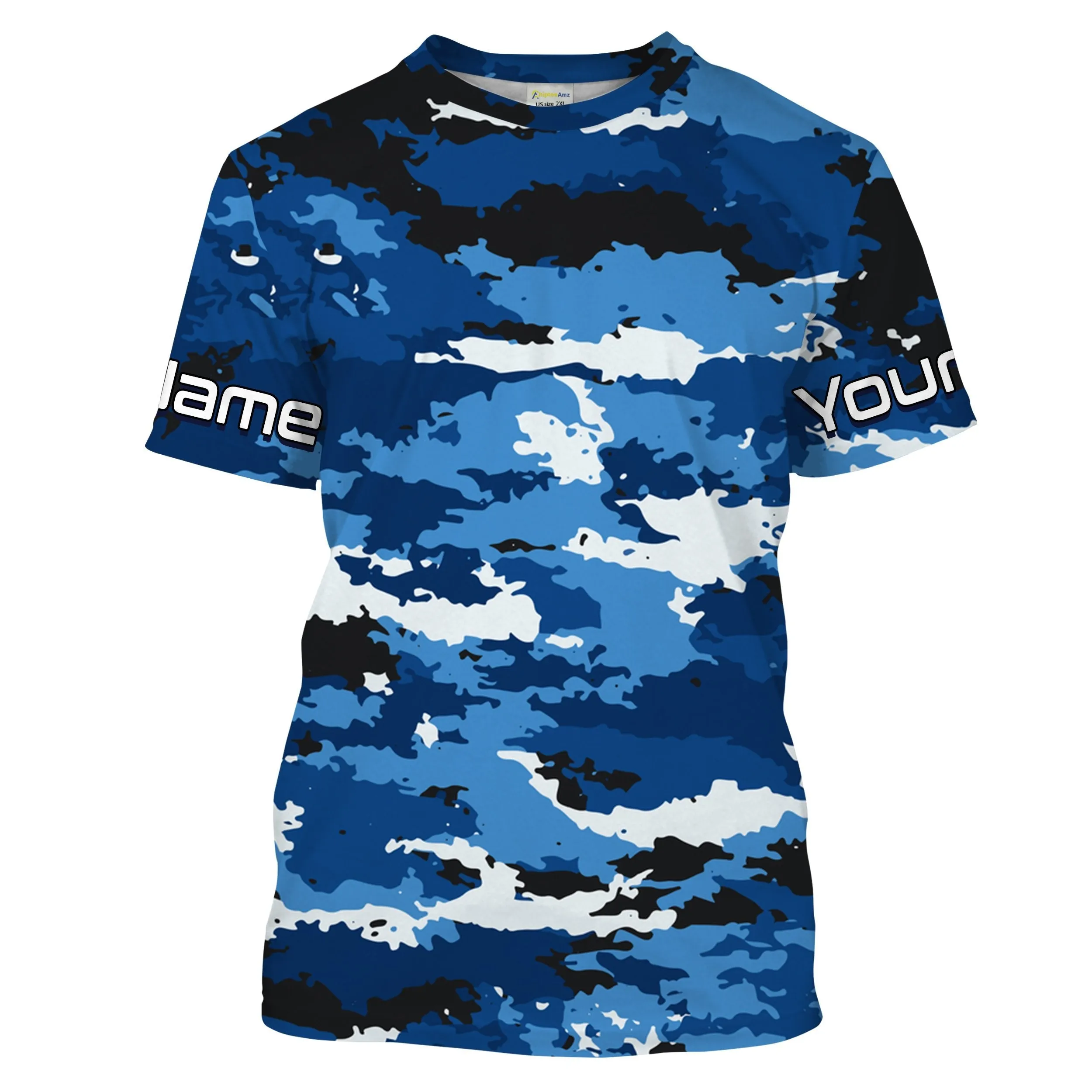 Blue camo Custom UV performance Fishing Shirts, camouflage Fishing apparel IPHW1580
