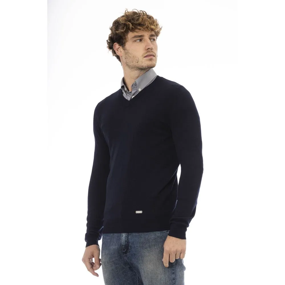 Blue Wool Men Sweater