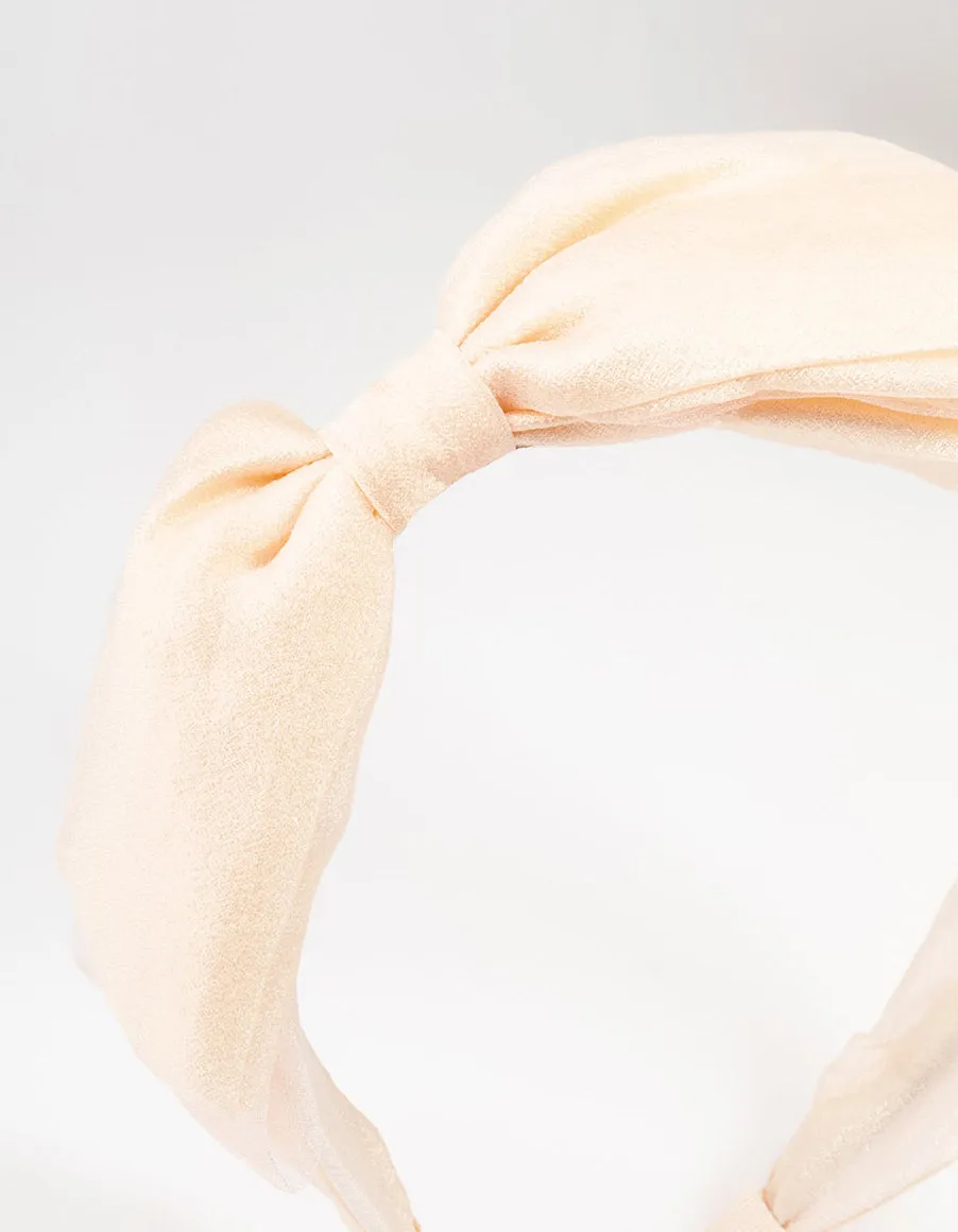 Blush Chiffon Fabric Bow Headband
