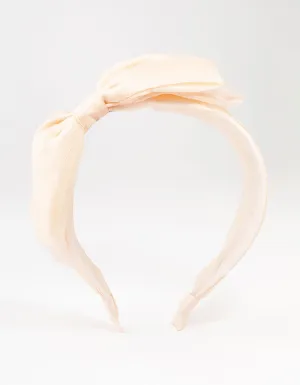 Blush Chiffon Fabric Bow Headband