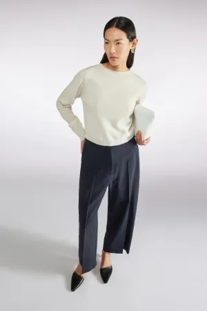 BOAT NECK SOLID CASHMERE SWEATER - CERAMIC