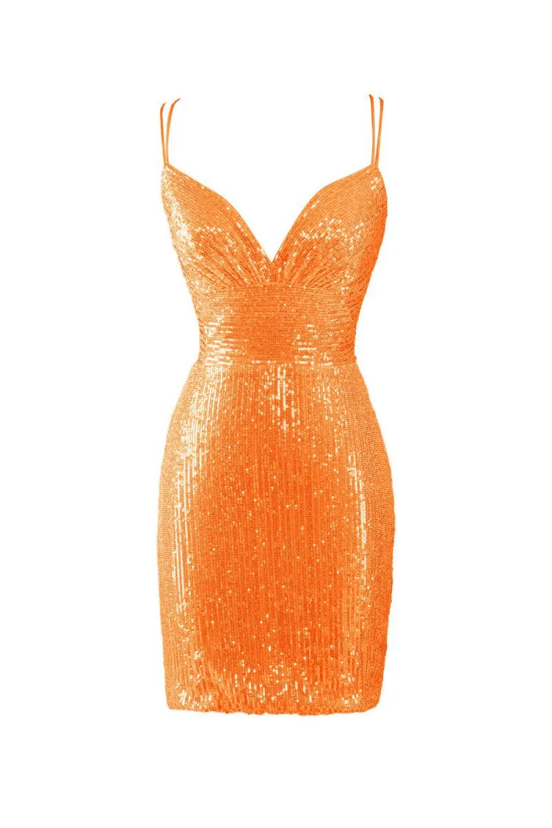 Bodycon V Neck Sequins Homecoming Dresses