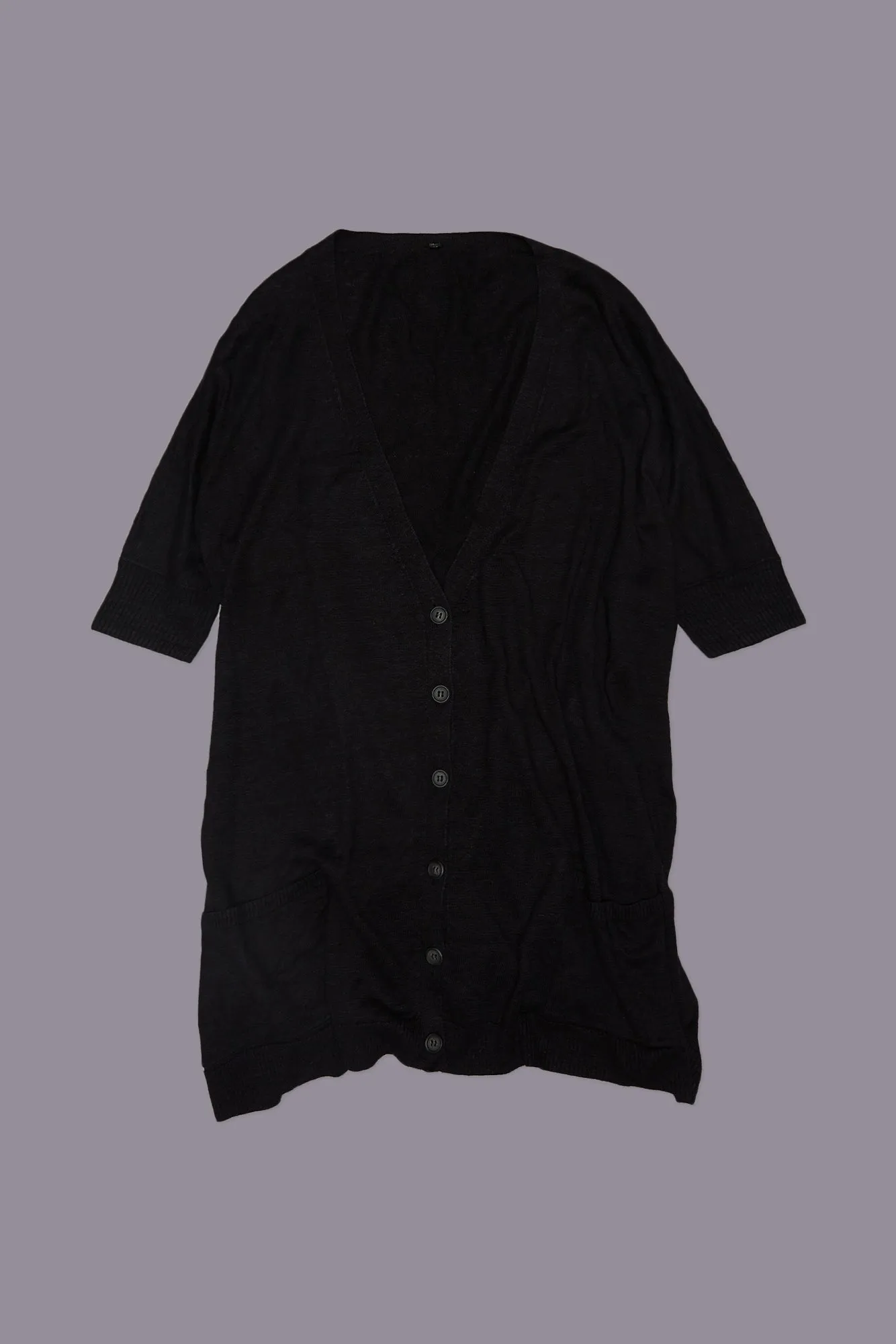BOXY CARDIGAN DRESS - BLACK
