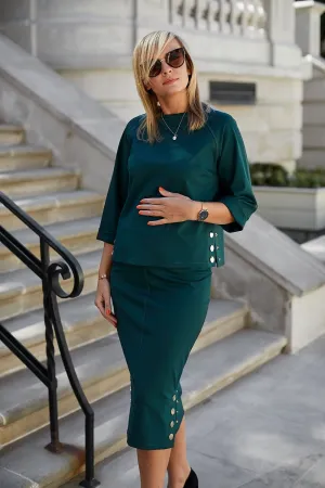 Boxy Sleeve Elegance Blouse Skirt Set