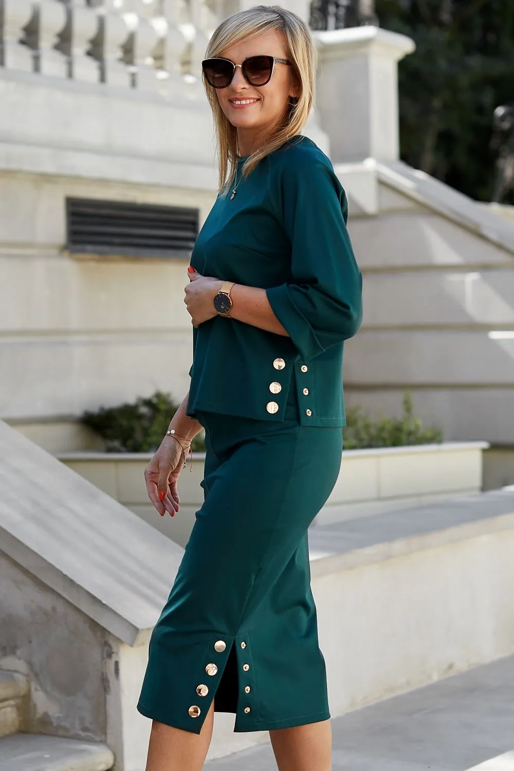 Boxy Sleeve Elegance Blouse Skirt Set