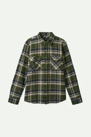 BRIXTON Bowery Flannel - Cypress Green/Washed Navy/White