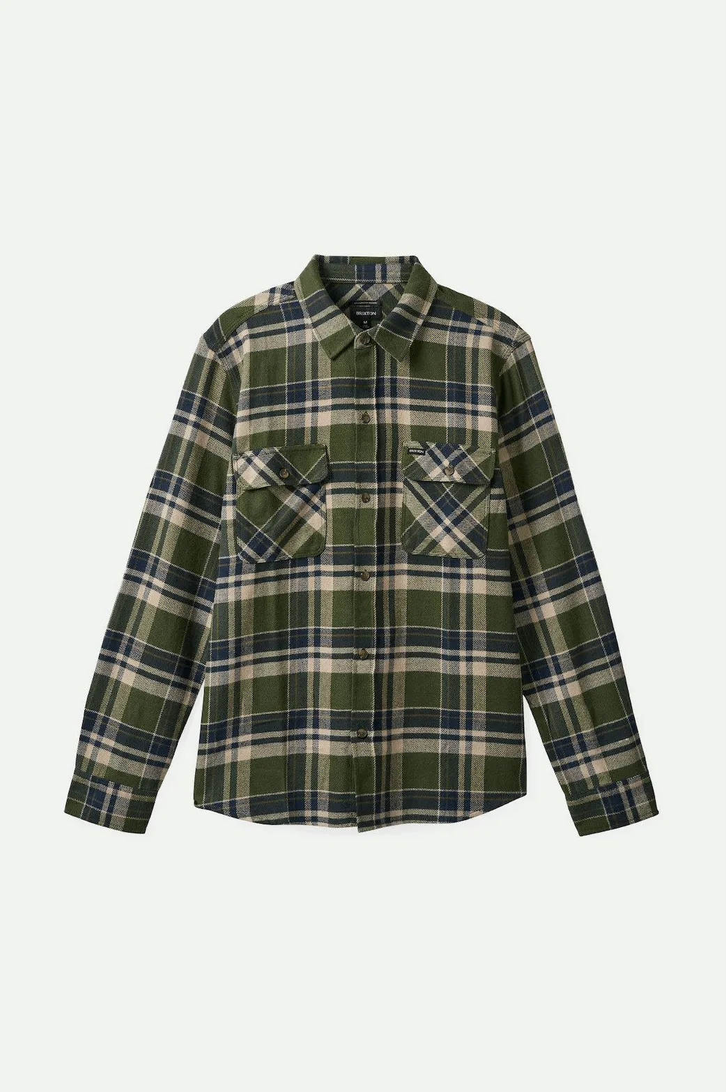 BRIXTON Bowery Flannel - Cypress Green/Washed Navy/White