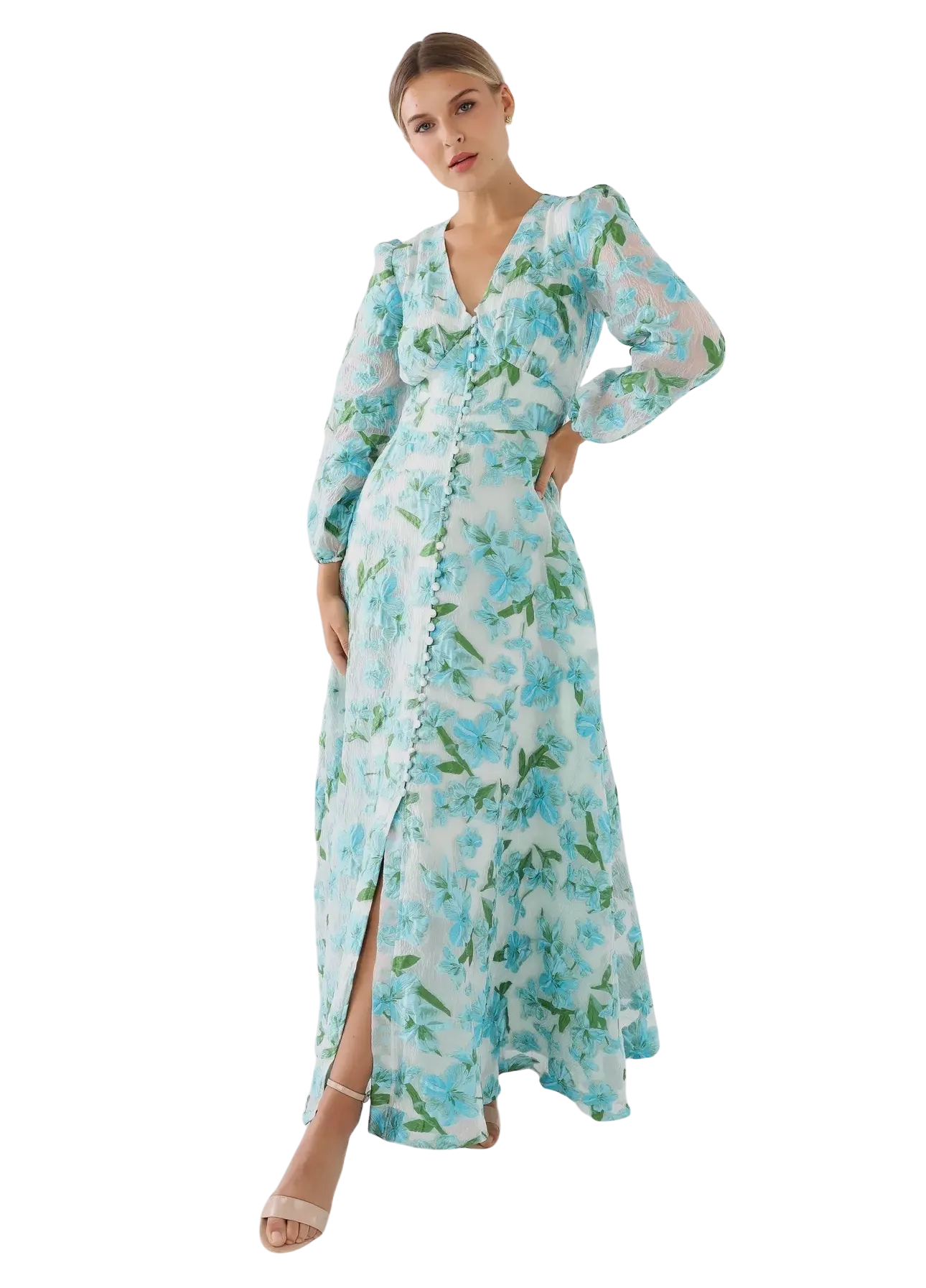 Brooke Gown - Green Tropical Organza