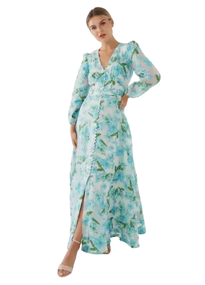 Brooke Gown - Green Tropical Organza