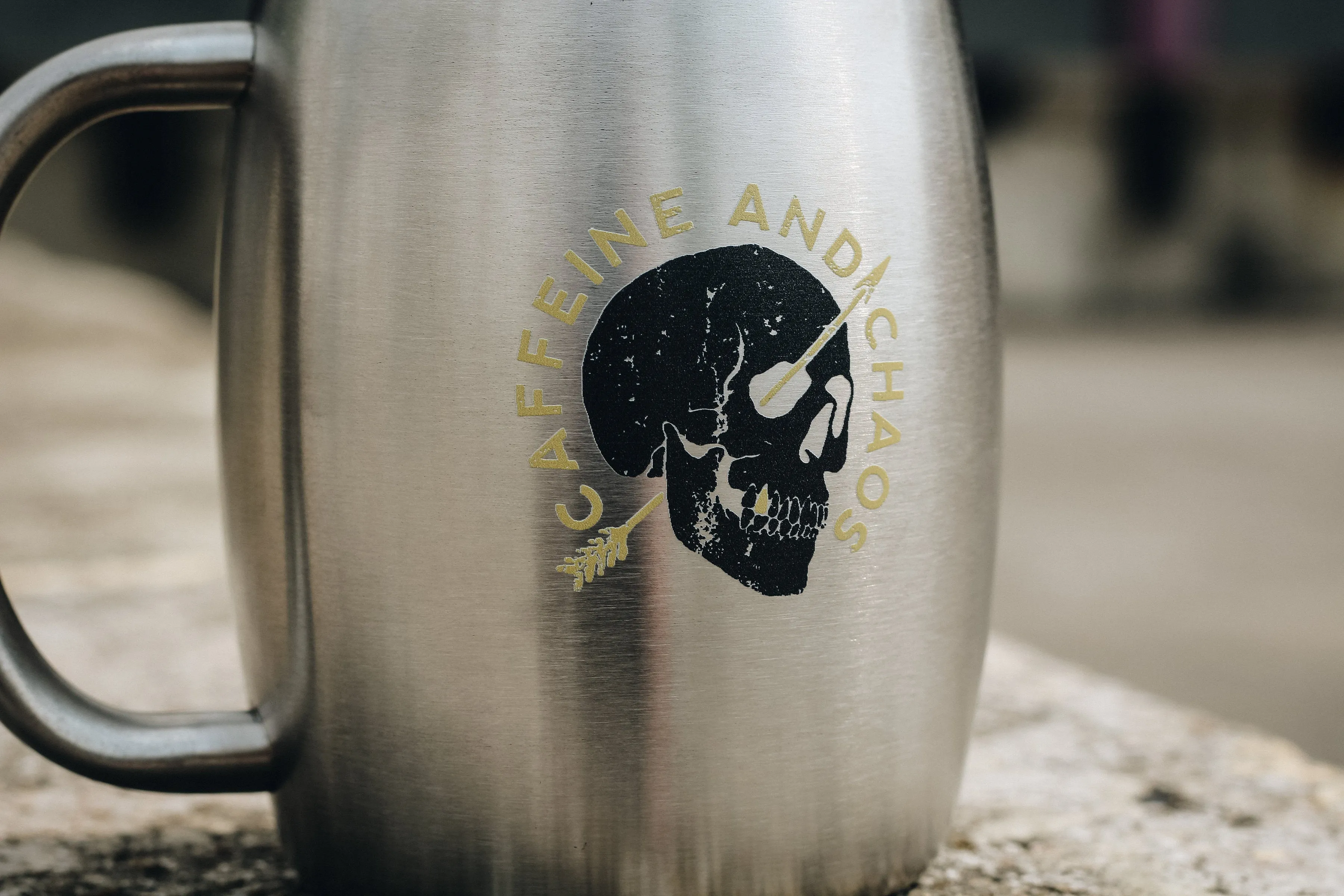 Caffeine and Chaos – 14 oz Stainless Steel Mug
