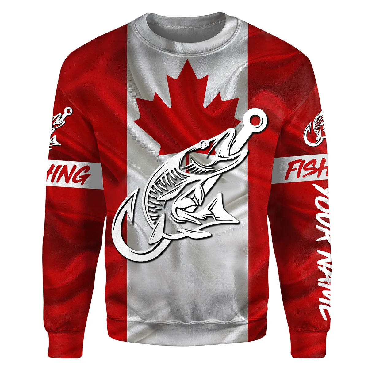 Canada Musky Fishing tattoo Fish hook Custom name fishing jerseys | Sweatshirt - NPQ750