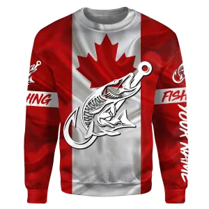 Canada Musky Fishing tattoo Fish hook Custom name fishing jerseys | Sweatshirt - NPQ750