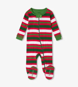 Candy Cane Stripes Organic cotton footed Coverall