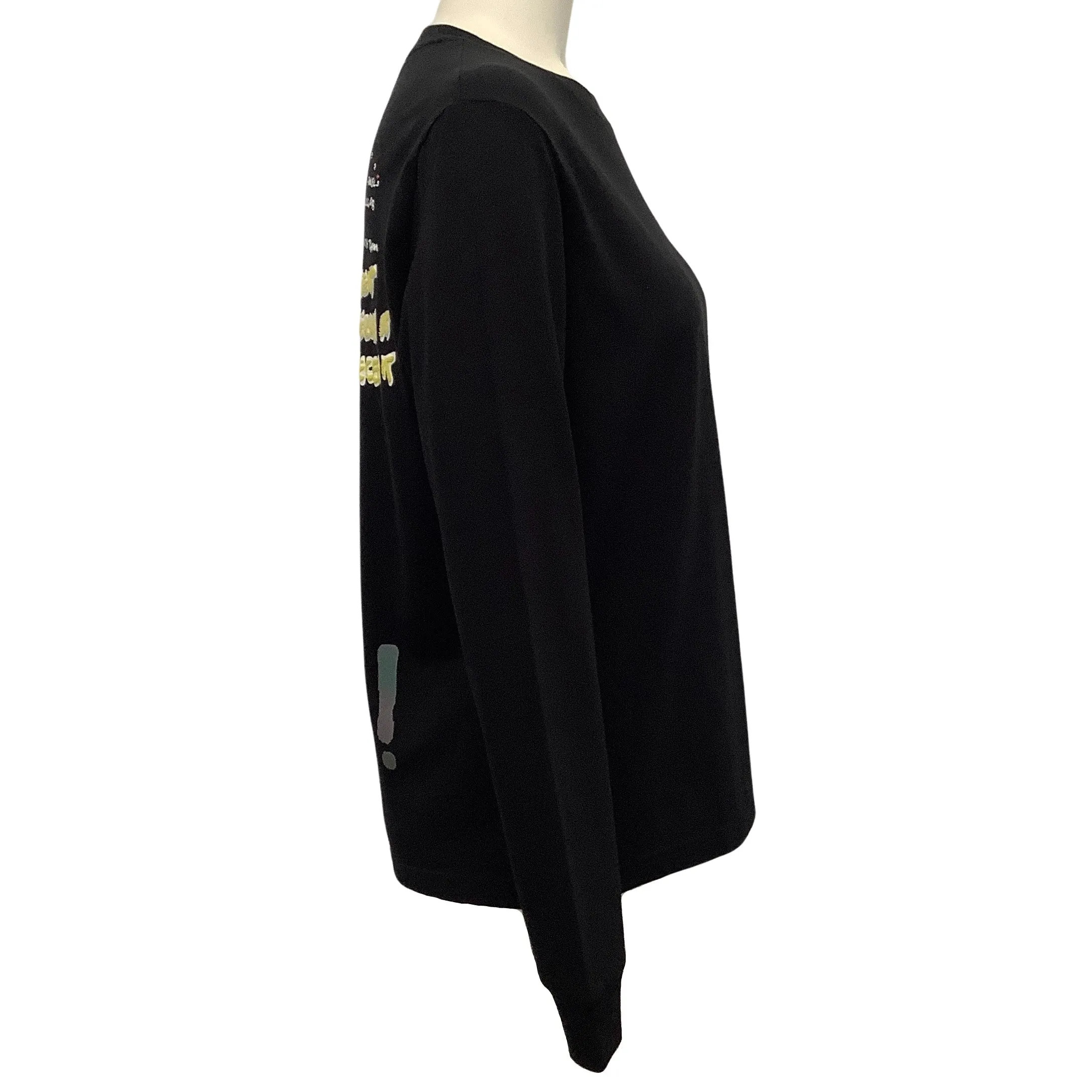 Chanel Black Cotton Long Sleeve Pharrell Wish List Tee Shirt