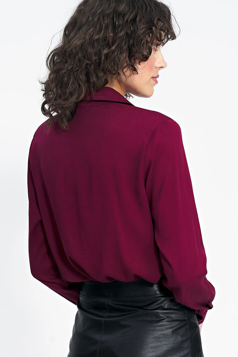 Chic Gathered Front Long-Sleeve Shirt