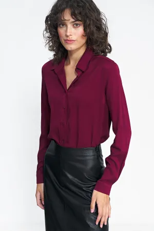 Chic Gathered Front Long-Sleeve Shirt