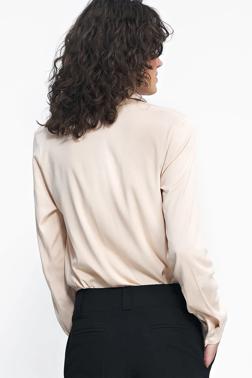 Chic Gathered Front Long-Sleeve Shirt