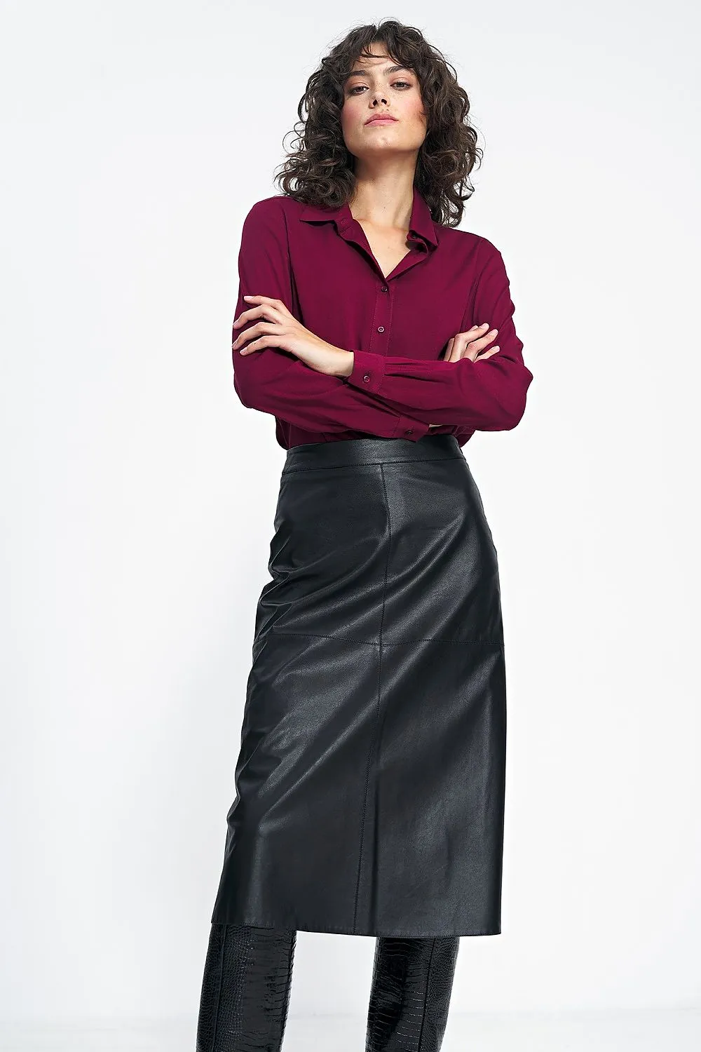 Chic Gathered Front Long-Sleeve Shirt