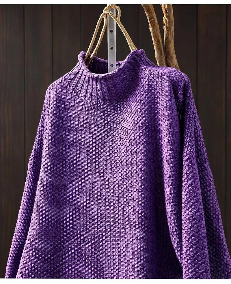 Chic Gestrickter Diamant Rollkragenpullover
