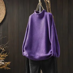 Chic Gestrickter Diamant Rollkragenpullover