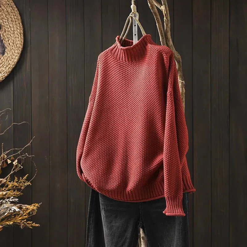 Chic Gestrickter Diamant Rollkragenpullover