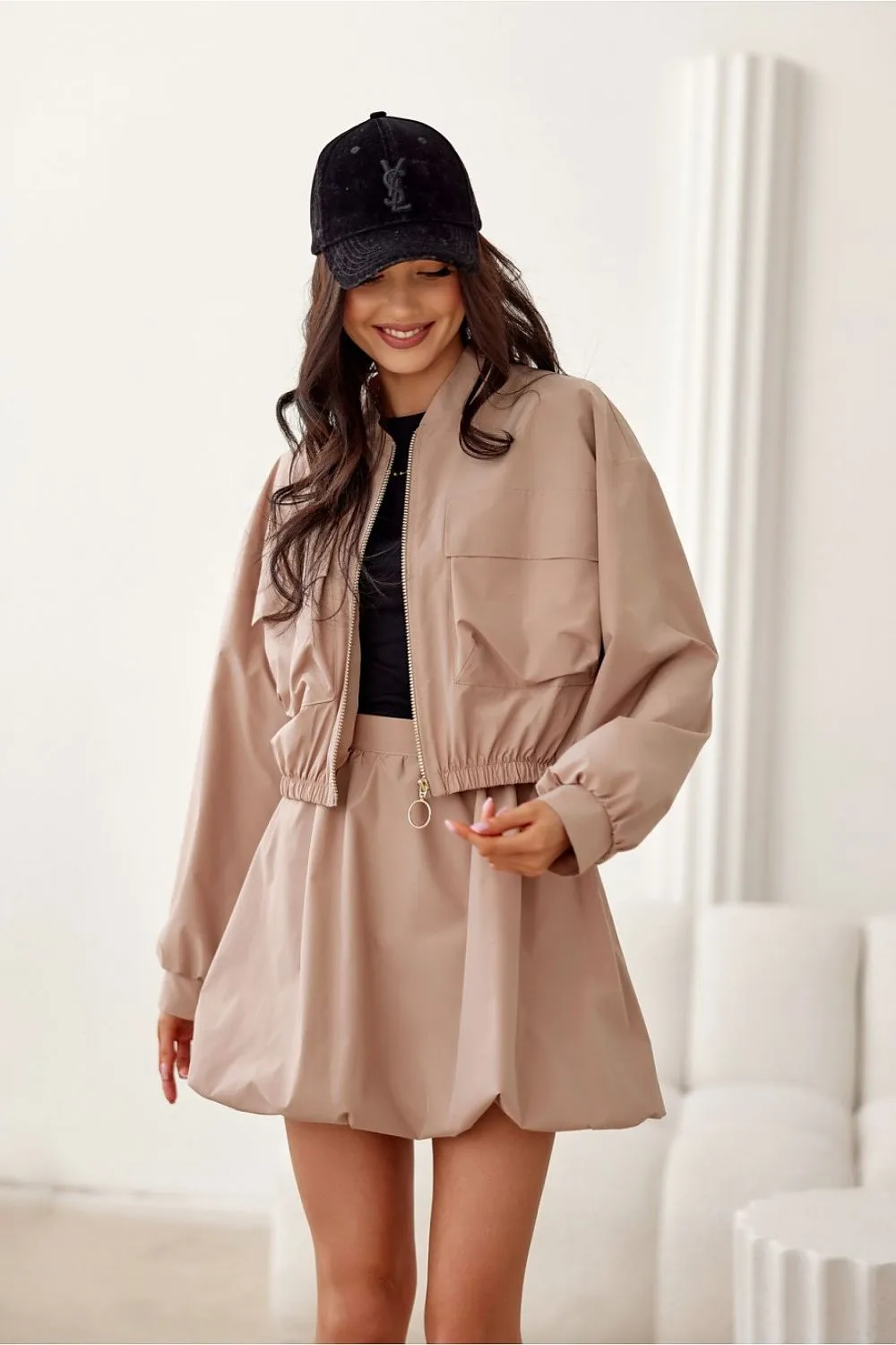 Chic Zip-Front Bomber Jacket