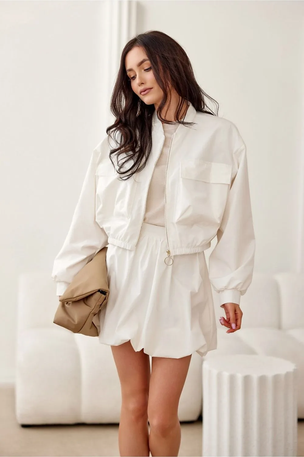 Chic Zip-Front Bomber Jacket