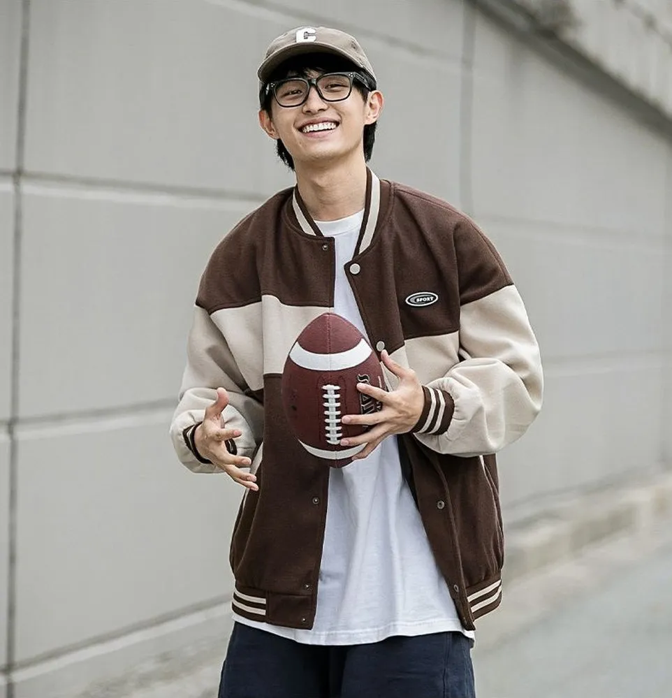 Classic Men's Relaxed-fit Street Style Varsity Jacket