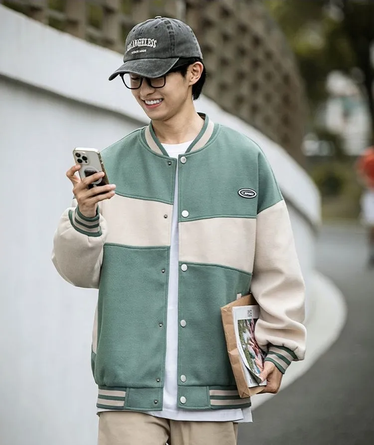 Classic Men's Relaxed-fit Street Style Varsity Jacket