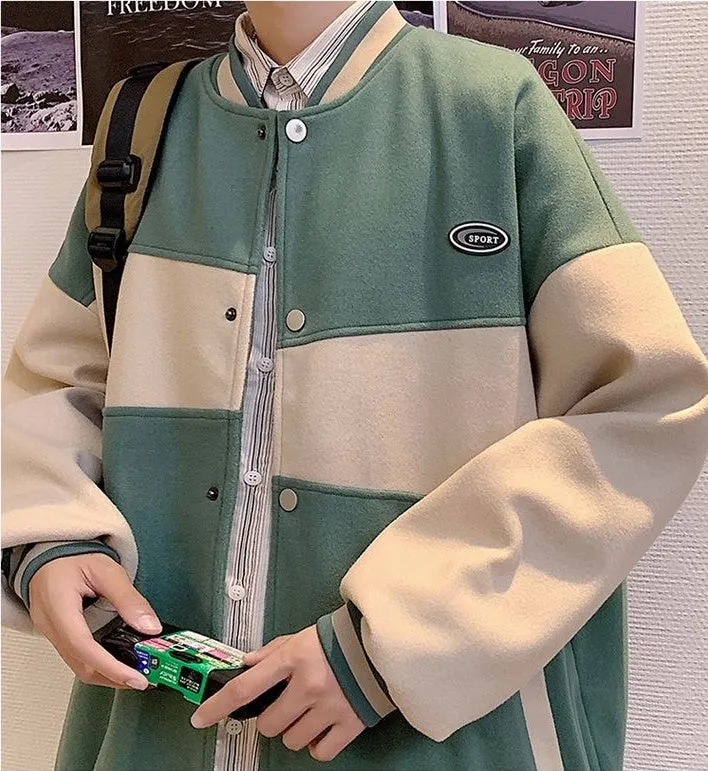Classic Men's Relaxed-fit Street Style Varsity Jacket