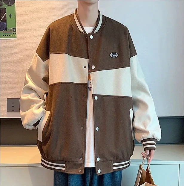 Classic Men's Relaxed-fit Street Style Varsity Jacket