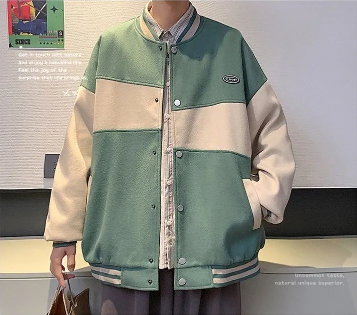 Classic Men's Relaxed-fit Street Style Varsity Jacket