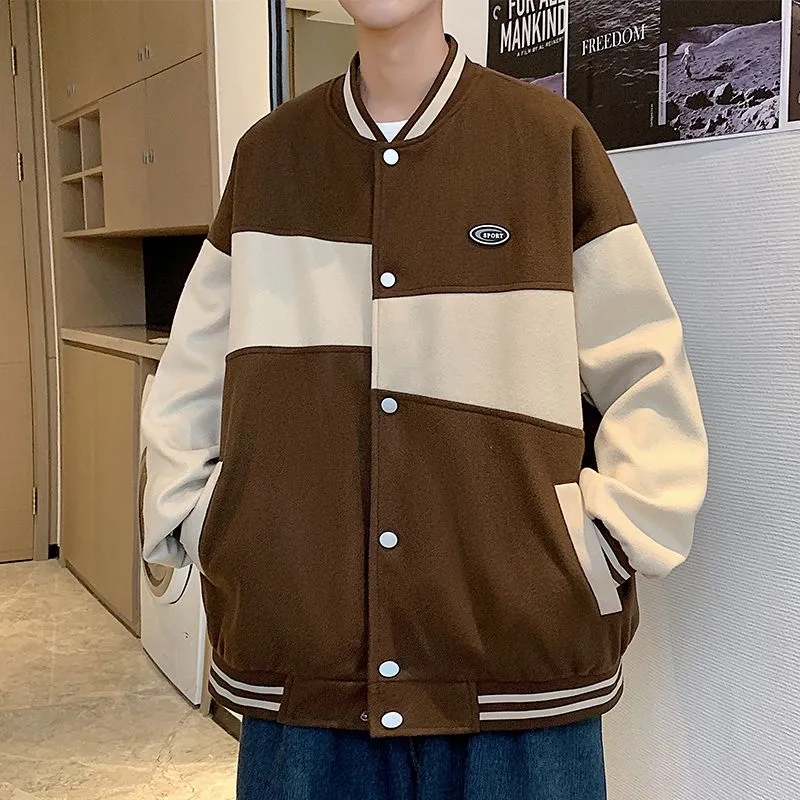 Classic Men's Relaxed-fit Street Style Varsity Jacket
