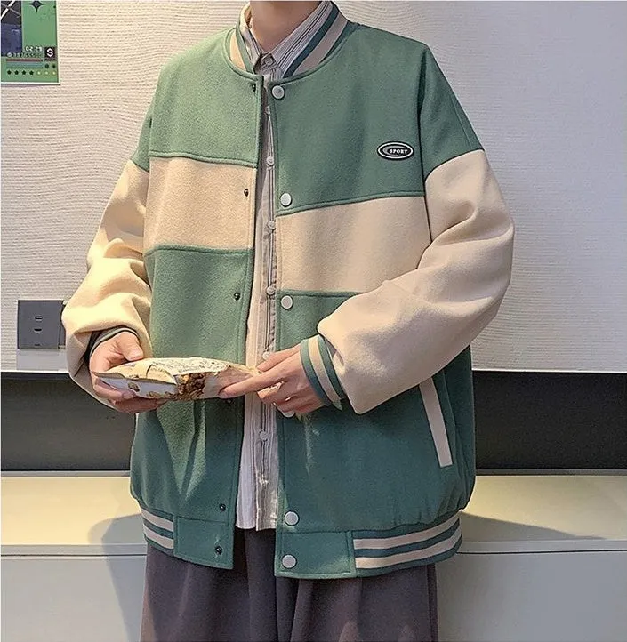 Classic Men's Relaxed-fit Street Style Varsity Jacket