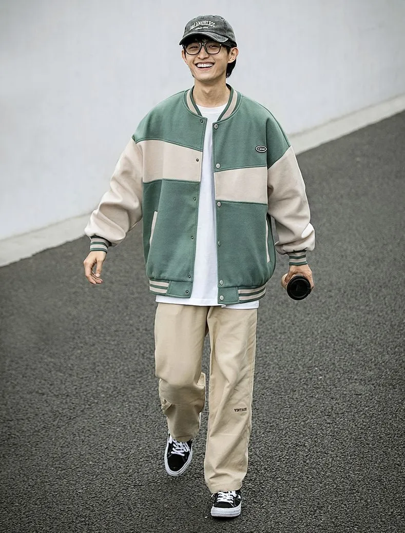 Classic Men's Relaxed-fit Street Style Varsity Jacket