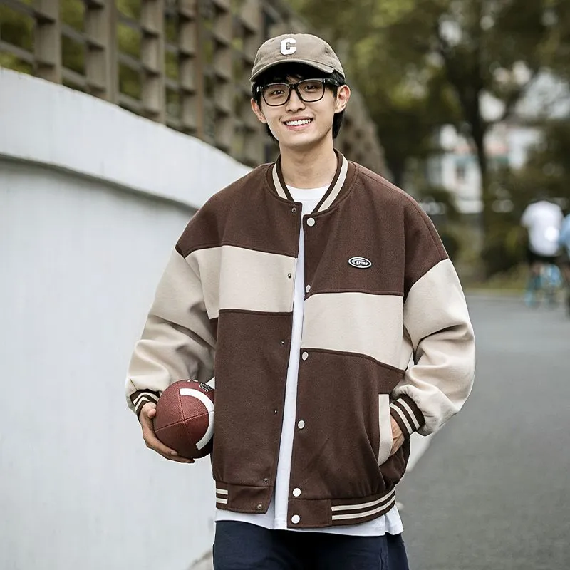 Classic Men's Relaxed-fit Street Style Varsity Jacket