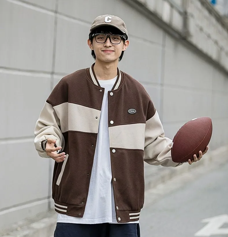 Classic Men's Relaxed-fit Street Style Varsity Jacket