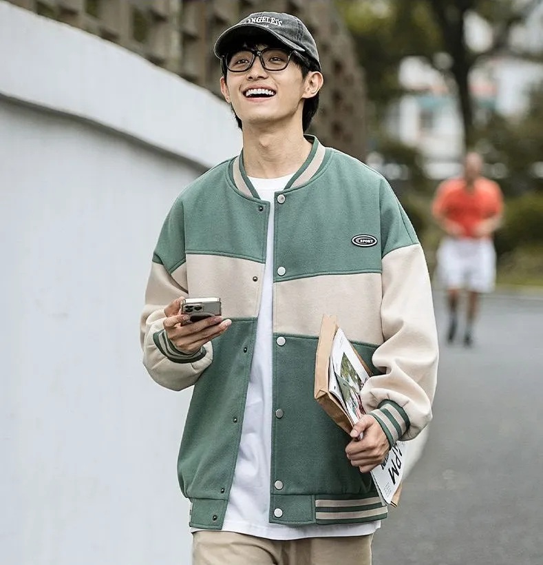 Classic Men's Relaxed-fit Street Style Varsity Jacket