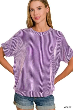 COASTAL CURRENT RIBBED TOP - (violet)