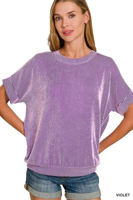 COASTAL CURRENT RIBBED TOP - (violet)