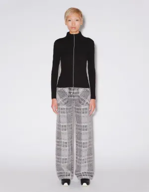 CONTRAST STITCH MOCK NECK T-SHIRT