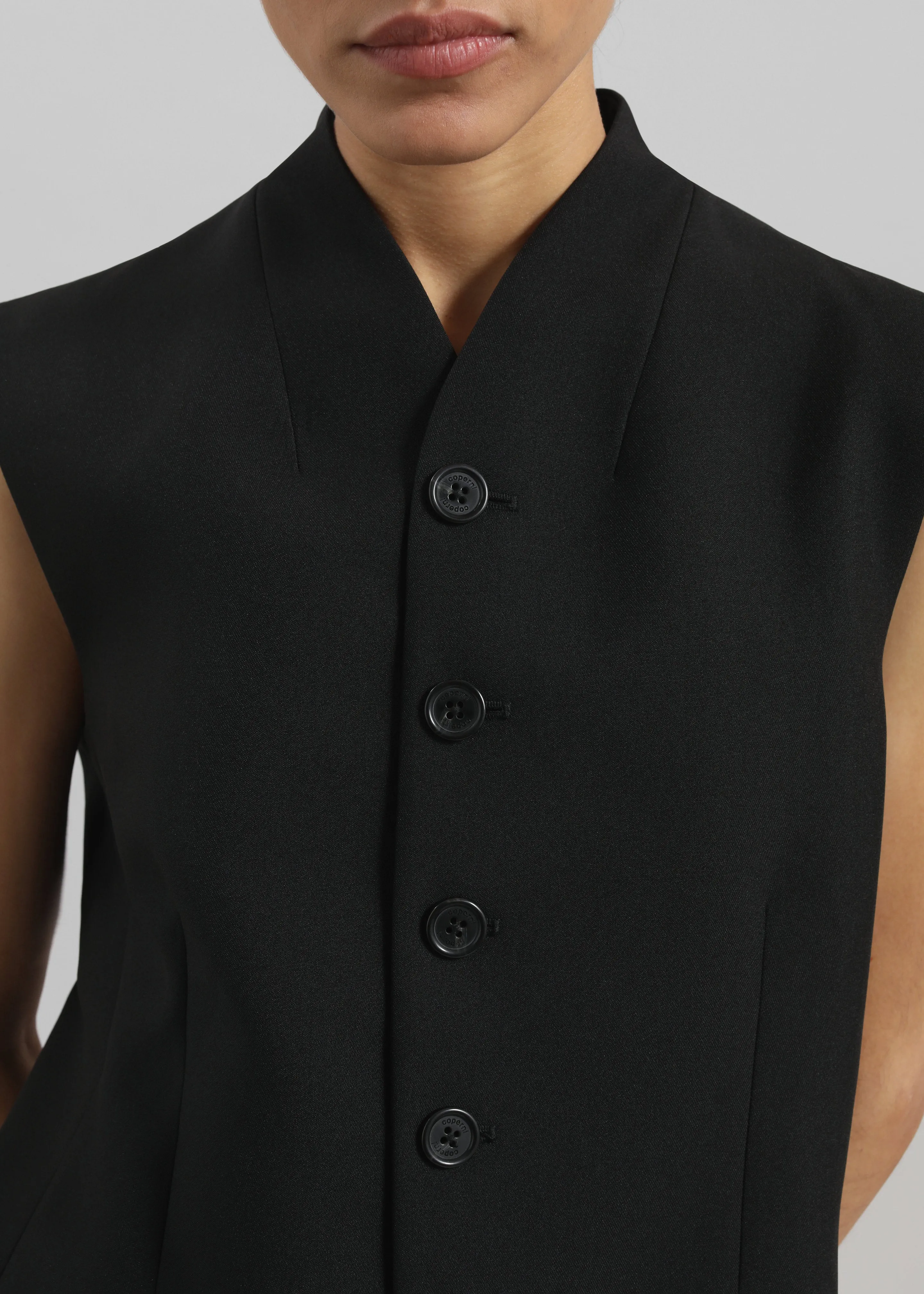 Coperni Gathered Hem Sleeveless Tailored Dress - Black