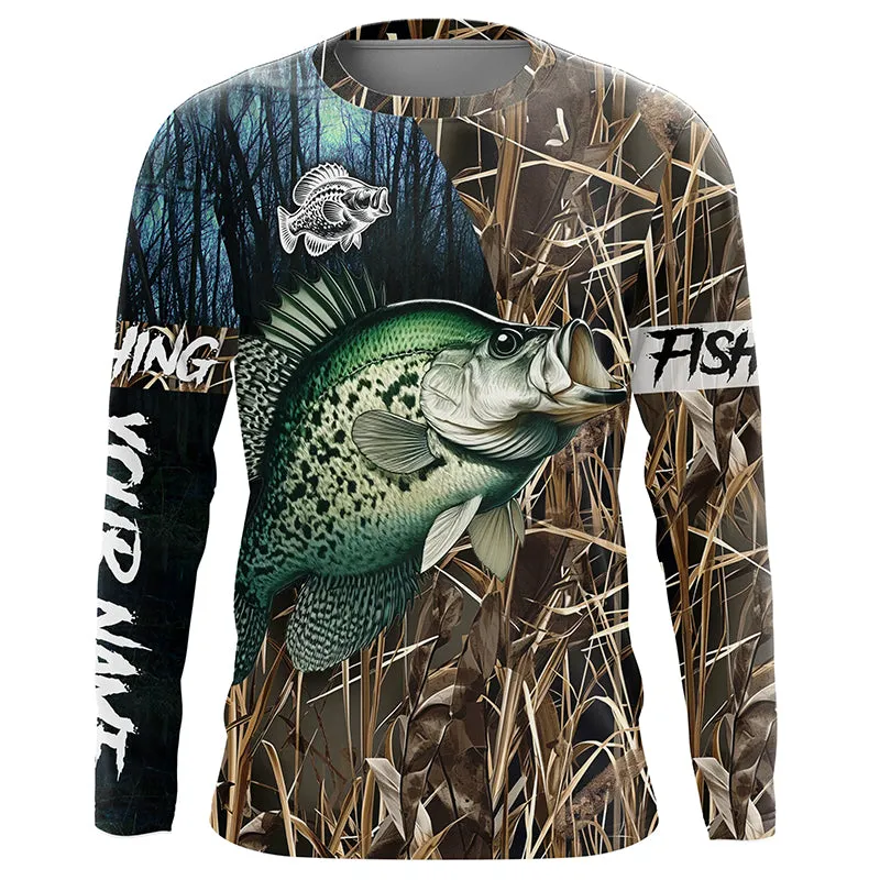 Crappie Fishing camo Customize name Long sleeve fishing shirts, personalized fishing gifts NPQ8