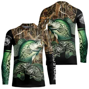 Crappie fishing green scales camo Custom name fishing shirts jerseys | Kid Long Sleeves NPQ883
