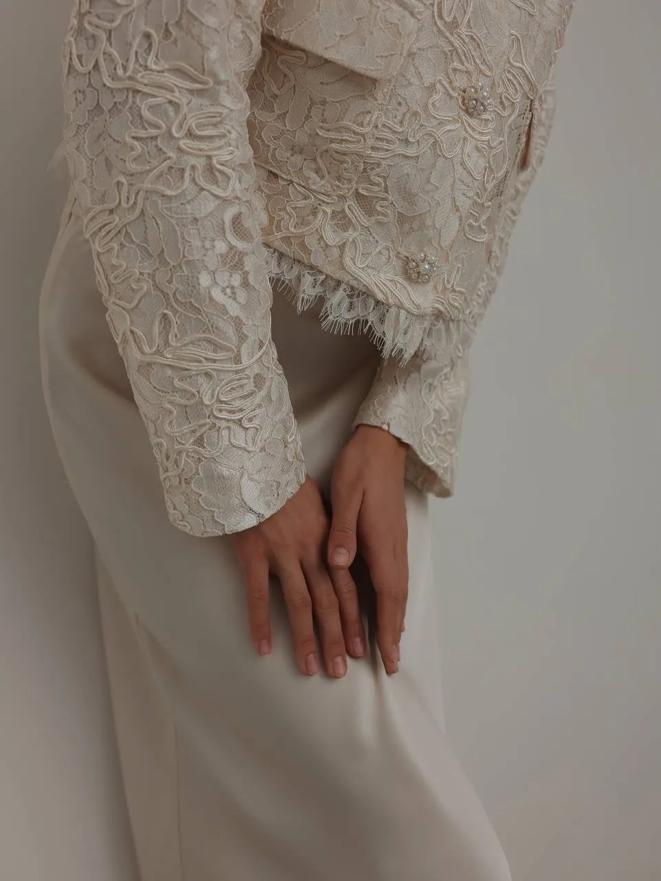Cream Satin Midi Skirt
